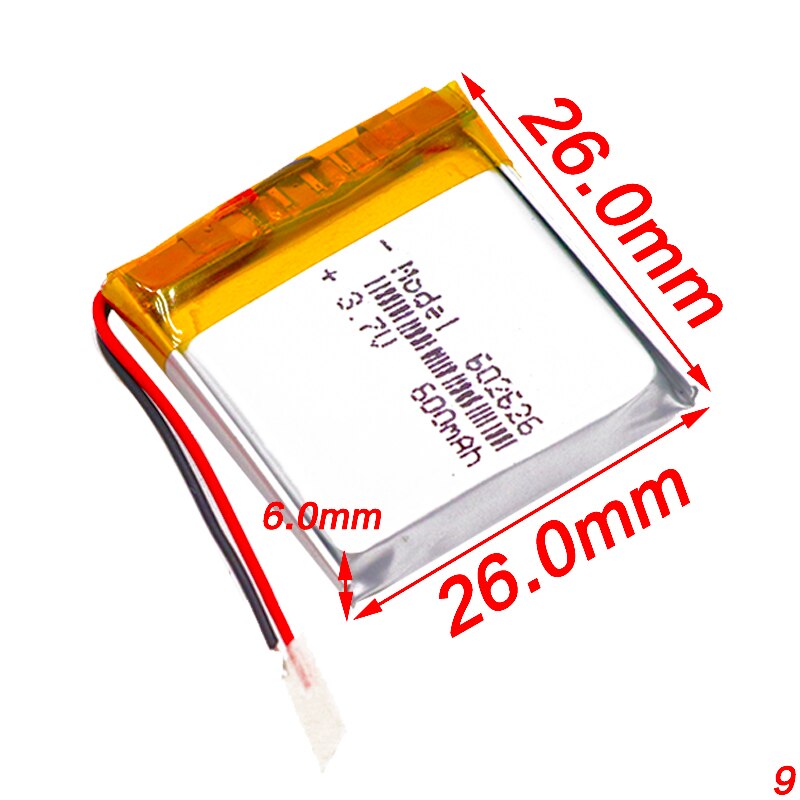 Batería de polímero de litio de 600mAH 602525 602626 PLIB/Li-ion para SMART WATCH GPS