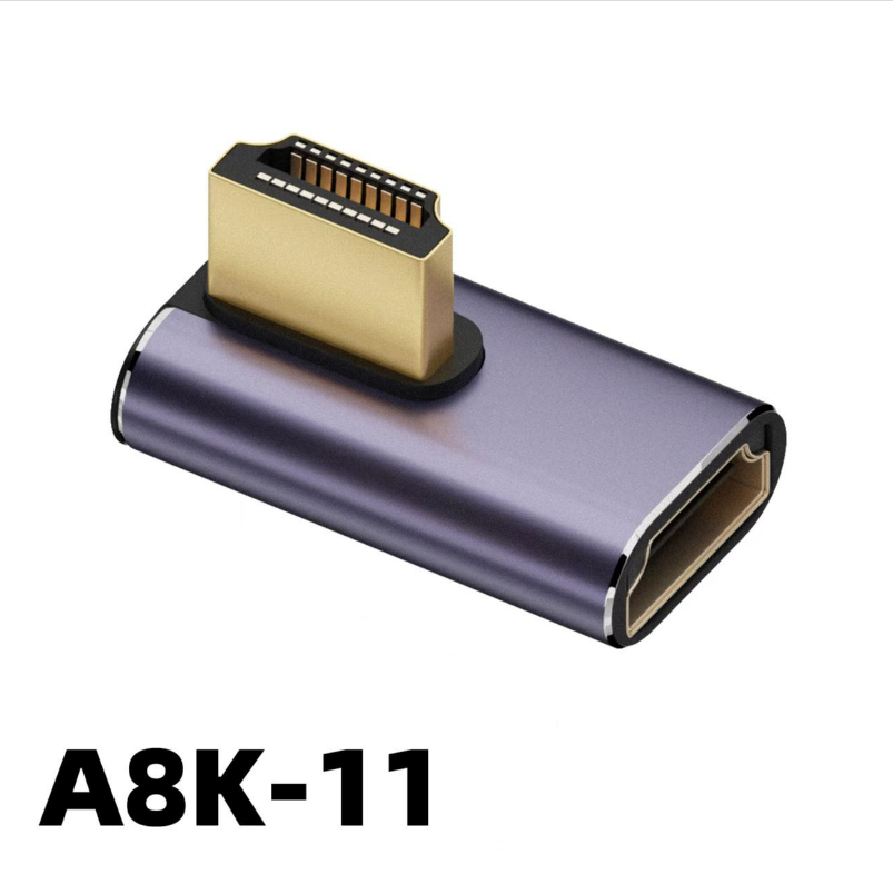 Adaptador UHD 8K 48Gbps HDMI 2,1 V en forma de U, ángulo recto de 90 270 grados, Mini Micro HD macho a conector hembra Compatible con HDMI: Rojo coral