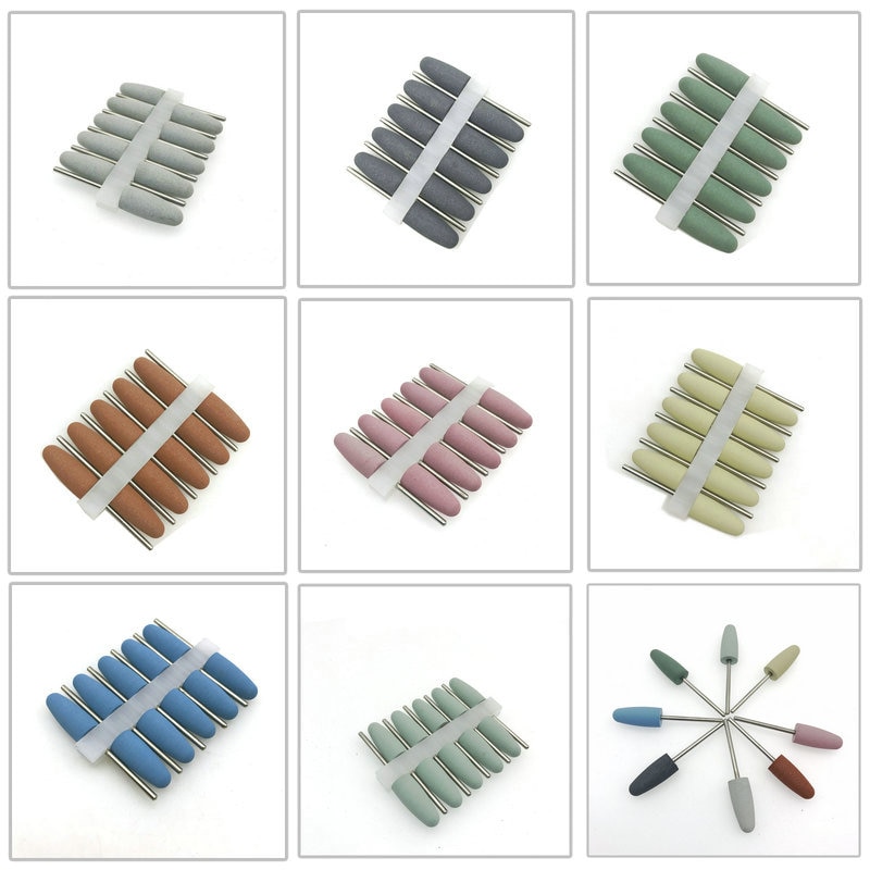 10 stk silikonegummi dental poleringsmaskine slibemaskiner neglebor til elektrisk manicure og oral indledende poleringsbor