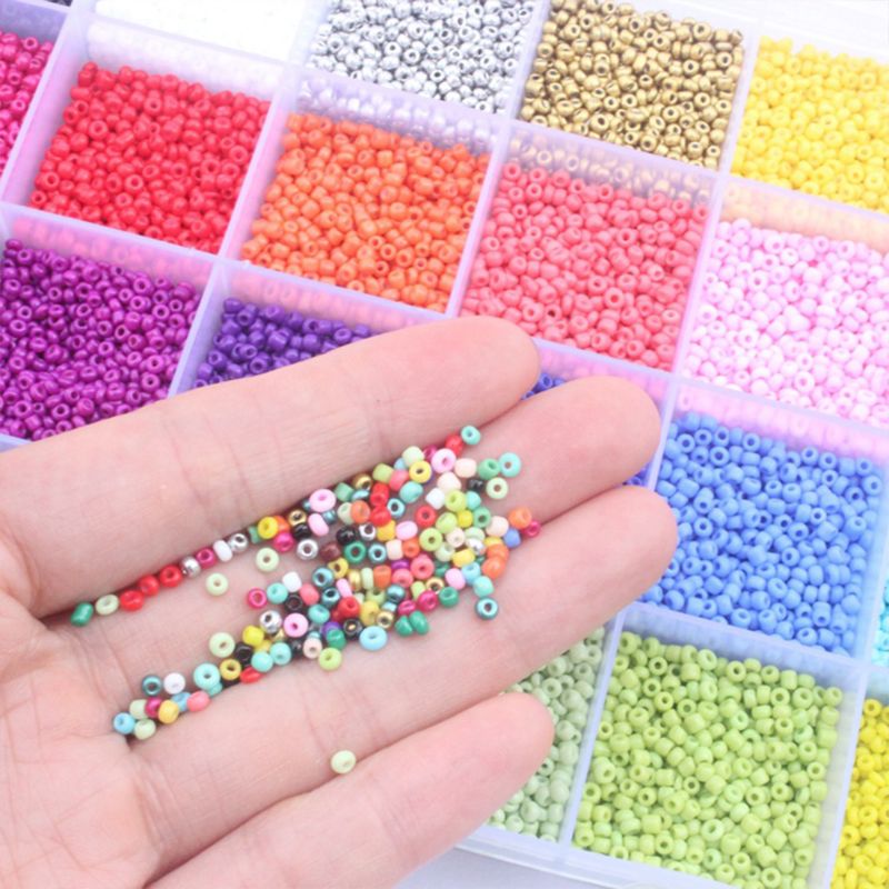 24000Pcs 24 Grid 2mm Small Glass Seed Beads for Jewelry Making Mixed Opaque Colors DIY Bracelets Necklaces Crafts Beading Kits