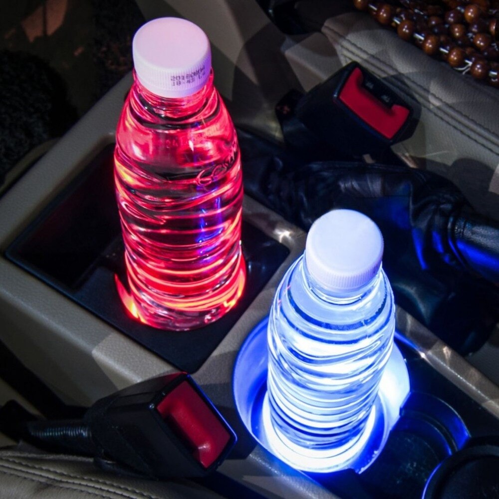 Universal Car LED Light Cup Holder Automotive Interior USB Colorful Atmosphere Lights Lamp Drink Holder Anti-Slip Mat Auto Acces