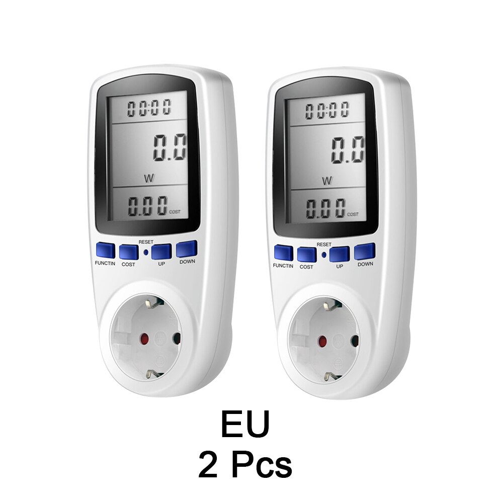 220V EU 120V US AC Power Meter Digital LCD Power Meter Wattmeter Socket Wattage Kwh Energy Meter Measuring Outlet Power Analyzer: EU Plug 2PCS