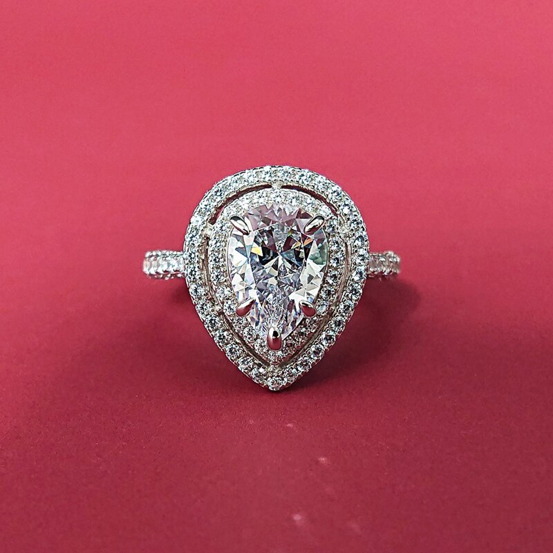 Oevas 100% 925 sterling silver vigselringar för kvinnor gnistrande full zirkon vatten förlovningsfest smycken jubileum