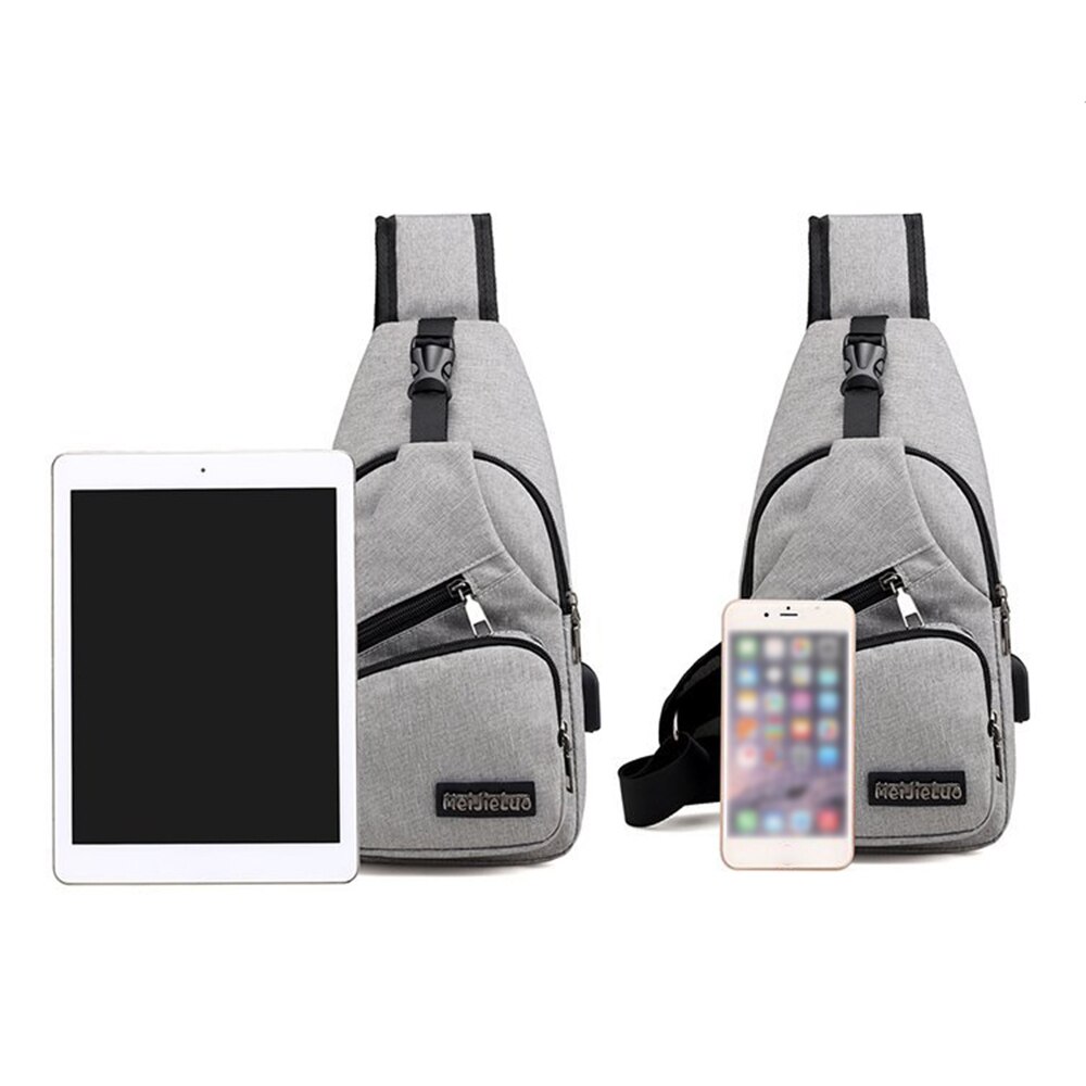 Outdoor Sports Men Chest Bag Large Capacity Waterproof Lightweight Multi Functional Man One Shoulder Bag with USB Interface