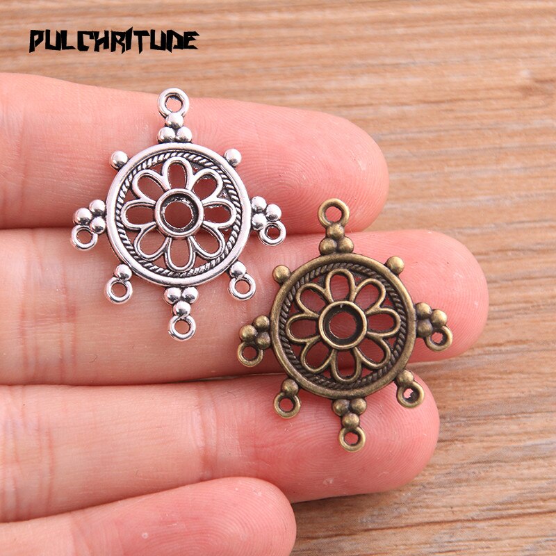16 Pcs 24*29 Mm Product Twee Kleur Zinklegering Ronde Bloem Poreuze Connectors Sieraden Maken Diy Handgemaakte craft