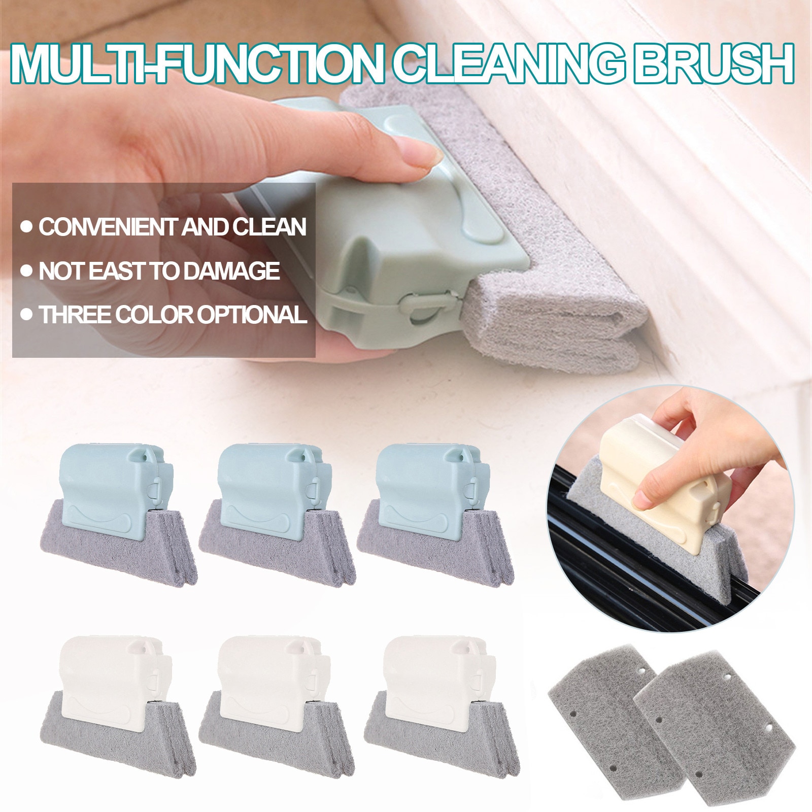 3/6pcs Window Frame Door Groove Cleaning Brush Kitchen Decontamination Brush Brosse Toilette Silicone Myjka Do Okien Magic Brush