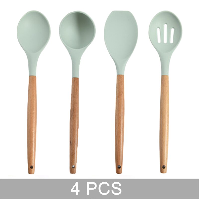 Blue Silicone Kitchen Utensils Set Heat Resistant Nonstick Baking Cooking Tools Kitchenware Accessories 2/3/4/5/6/7/8/9 Pieces: 4 PCS