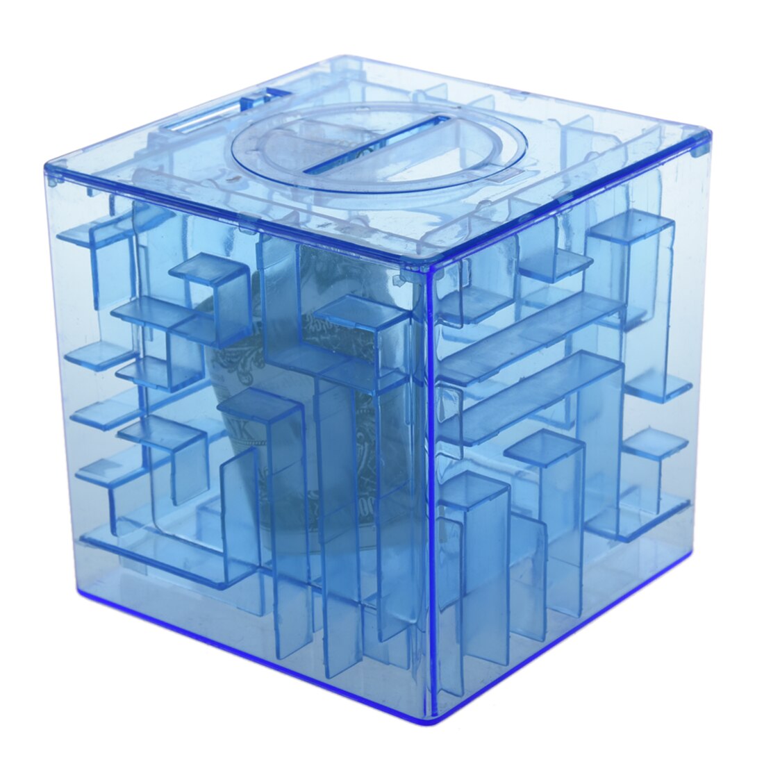 Plastic Cubic Money Maze Bank Saving Coin Collection Case Box 3D Puzzel