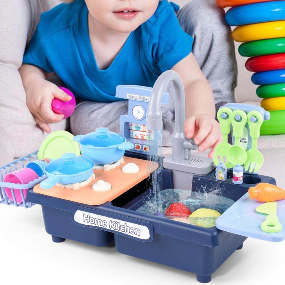 Giocattoli elettrici del lavandino della cucina della presa di acqua automatica della lavastoviglie realistica dei bambini
