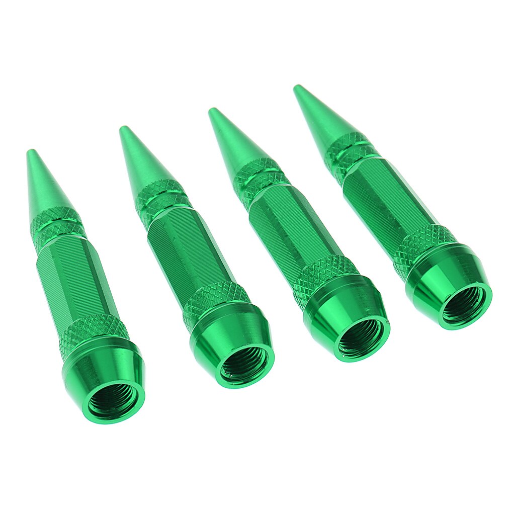 4 Pieces Stainless Steel Spike Wheel Tire Valve Stem Car Air Caps Covers: Green