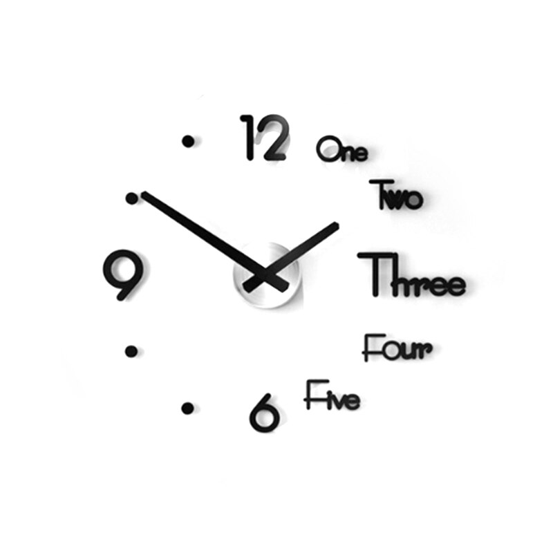 Reloj de pared grande Diy 3D reloj Adhesivo de pared silencioso auto-adhesivo extraíble Reloj de pared pegatina hogar sala de estar decoración