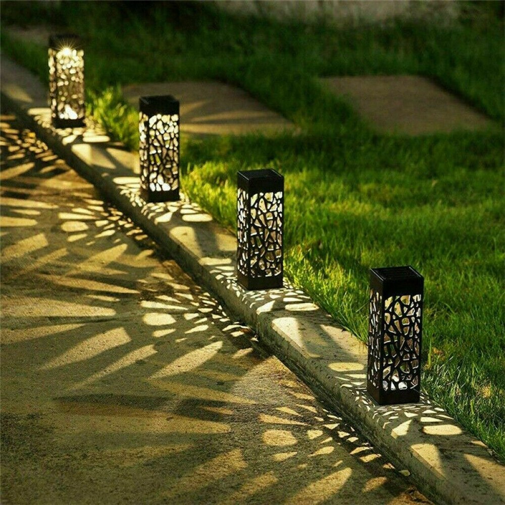 4 Stuks Led Solar Tuinverlichting Gazon Lamp Voor Pathway Lantaarn Decoratie Outdoor Licht Draadloze Waterdichte Night Led Solar Lamp