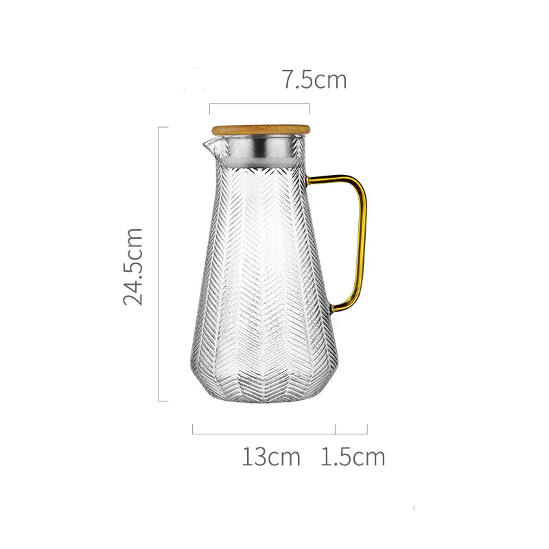 Glass Water Jug Cold Water Kettle Tea Pot Creativity Glass Water Pitcher With Wooden Cover 1400ML 1500ML 1800ML Home Use: 1800ML