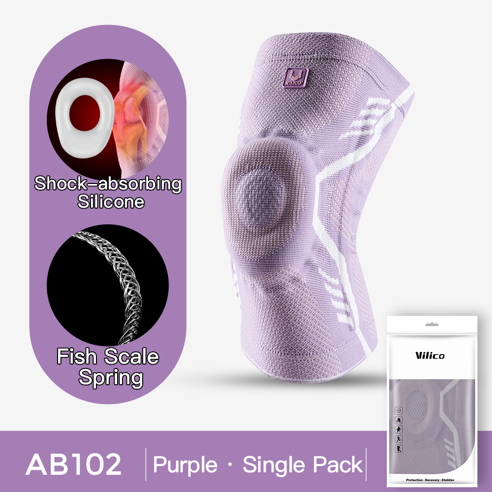 Genouillère élastique respirante pour hommes et femmes, soutien de la rotule, soutien du genou, protection complète, compression, sport, printemps, 1 pièce: XL / Violet