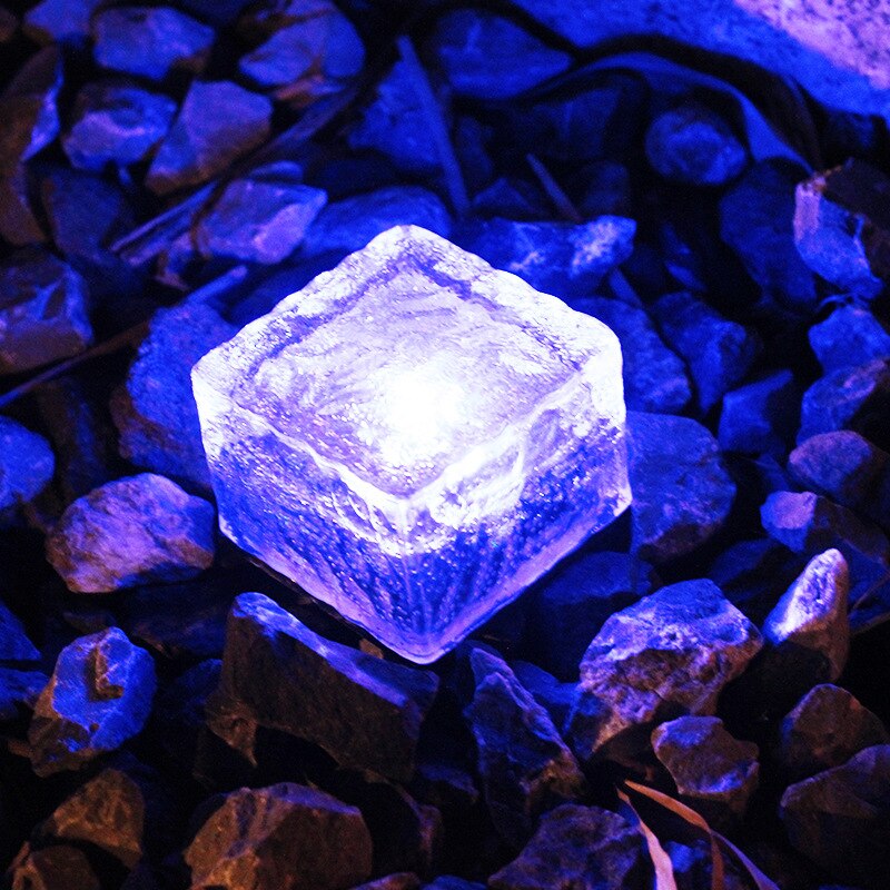 Solar Path Underground Buried Brick Light Led Stone Ice Cube Brick Solar Garden Driveway Security Light Led Floor Light: Blue / 1pcs