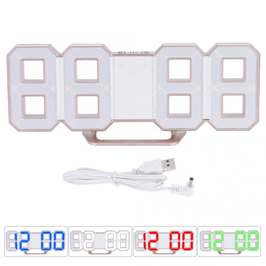 LCD Digital Clock Number Clock Hanging Digital Clock Desk Alarm Clock with Golden Shell for Home Decoration Bedroom Desk Clock