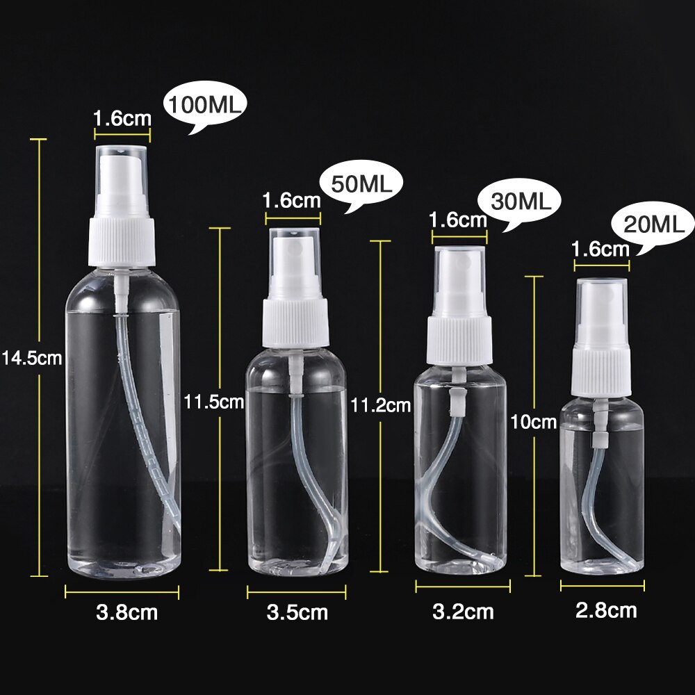 20/30/50/100ml Refillable Bottles Empty Spray Bottle Portable Travel Container Transparent Plastic Perfume Bottle spray Atomizer