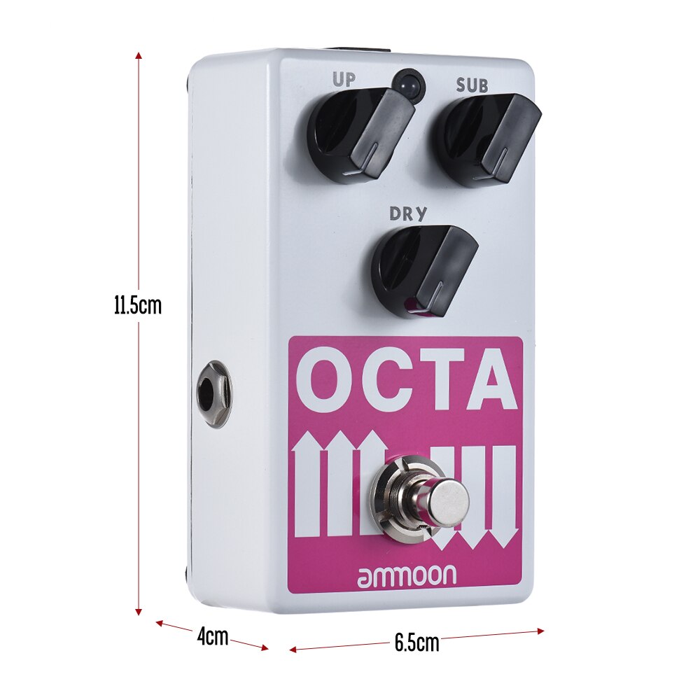 Ammoon octa elektrisk guitarpedal præcis polyfonisk oktavgenerator guitareffektpedal understøtter sub / up oktav & tørt signal