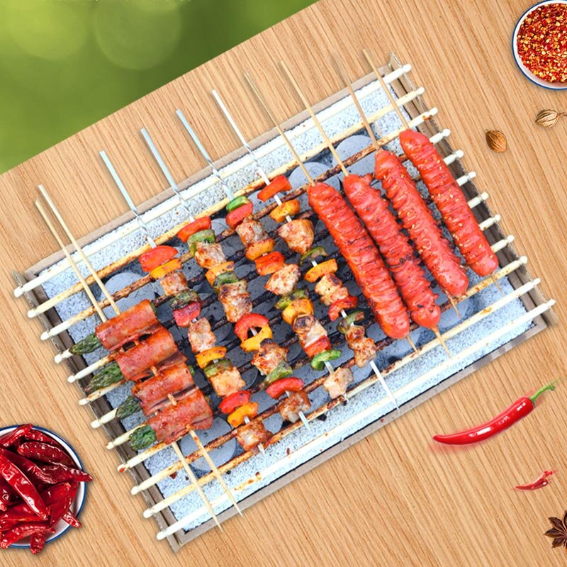 Disposable BBQ Grill Smokeless Portable Barbecue Grills Charcoal Single Use Biodegradable Mini Grill for Outdoor BBQ Camping