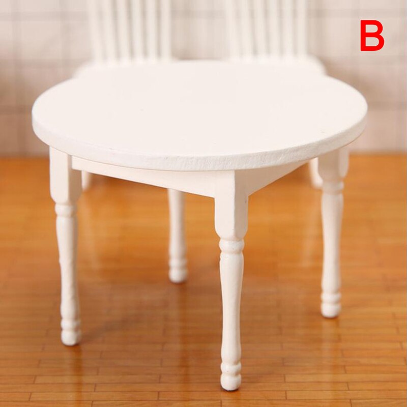 1:12 Dollhouse Miniature Furniture Wooden White Dining Table Chair Model Set Dollhouse Furniture Accessories: B