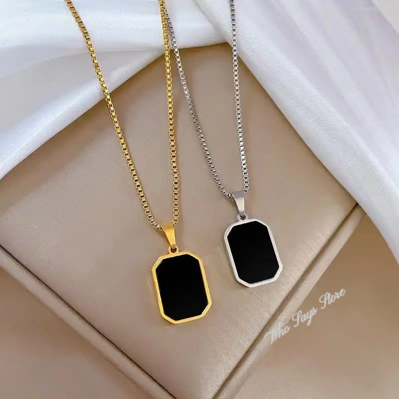 Damski łańcuszek na szyję czarny wykwintny minimalistyczny kwadratowy wisiorek Choker geometryczny naszyjnik łańcuszek do kołnierzyka damska biżuteria Party prezenty