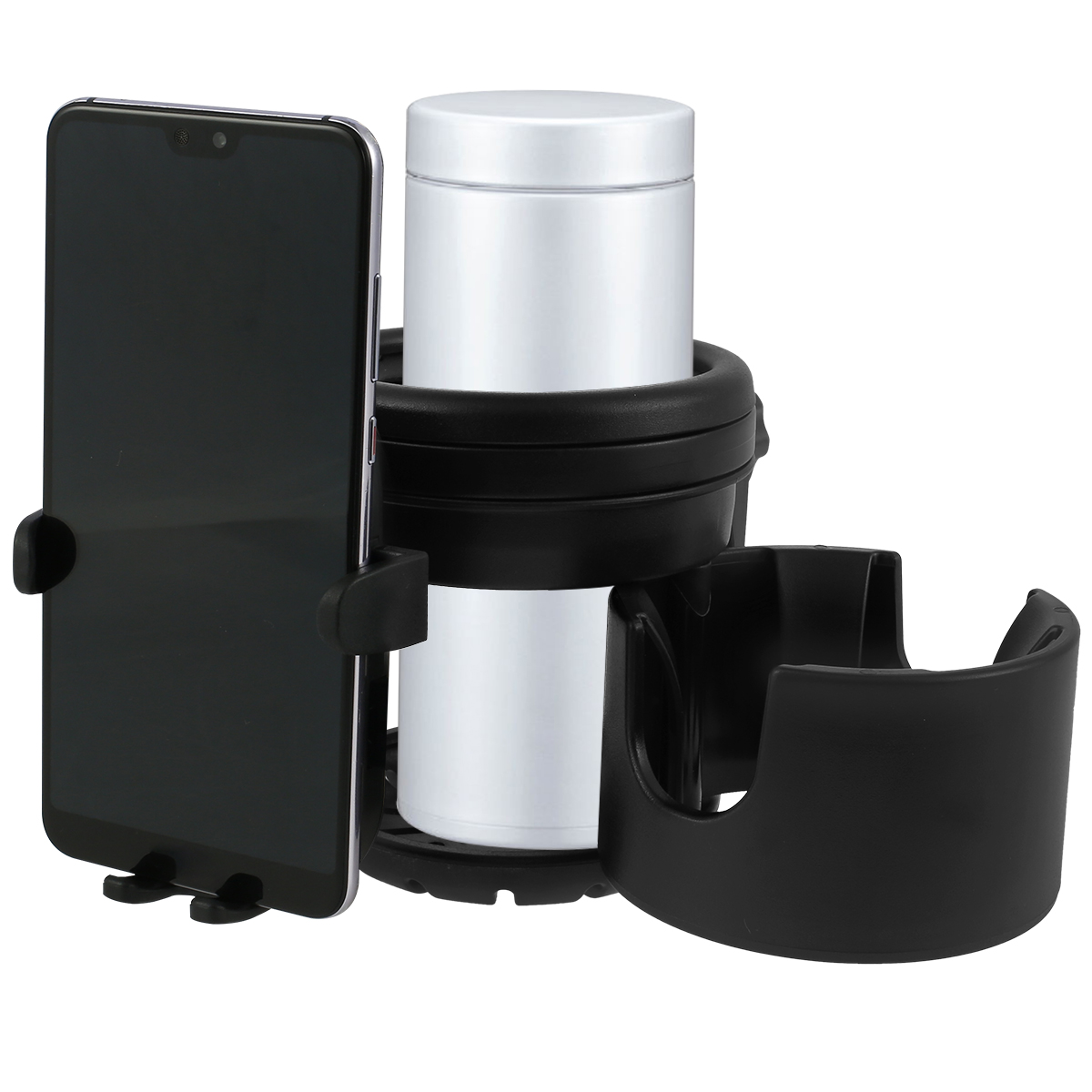 Kinderwagen Bekerhouder Universele Kinderwagen Waterflesstandaard 360° ° Roterende telefoonhouder Dubbel gat Babyauto's Organizer Cup Rack: Default Title