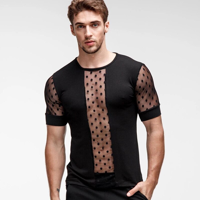street innovative slim man T-shirt, beach T-shirt, sports casual T-shirt, light and breathable T-shirt shirt man: black / M