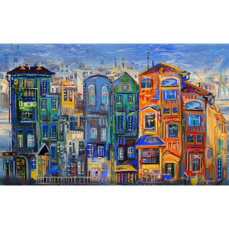 9 Styles enfants Puzzle 1000 pièces Puzzle image paysage Puzzle adultes enfants intéressant jeu jouet pour bébé de noël: Colorful houses