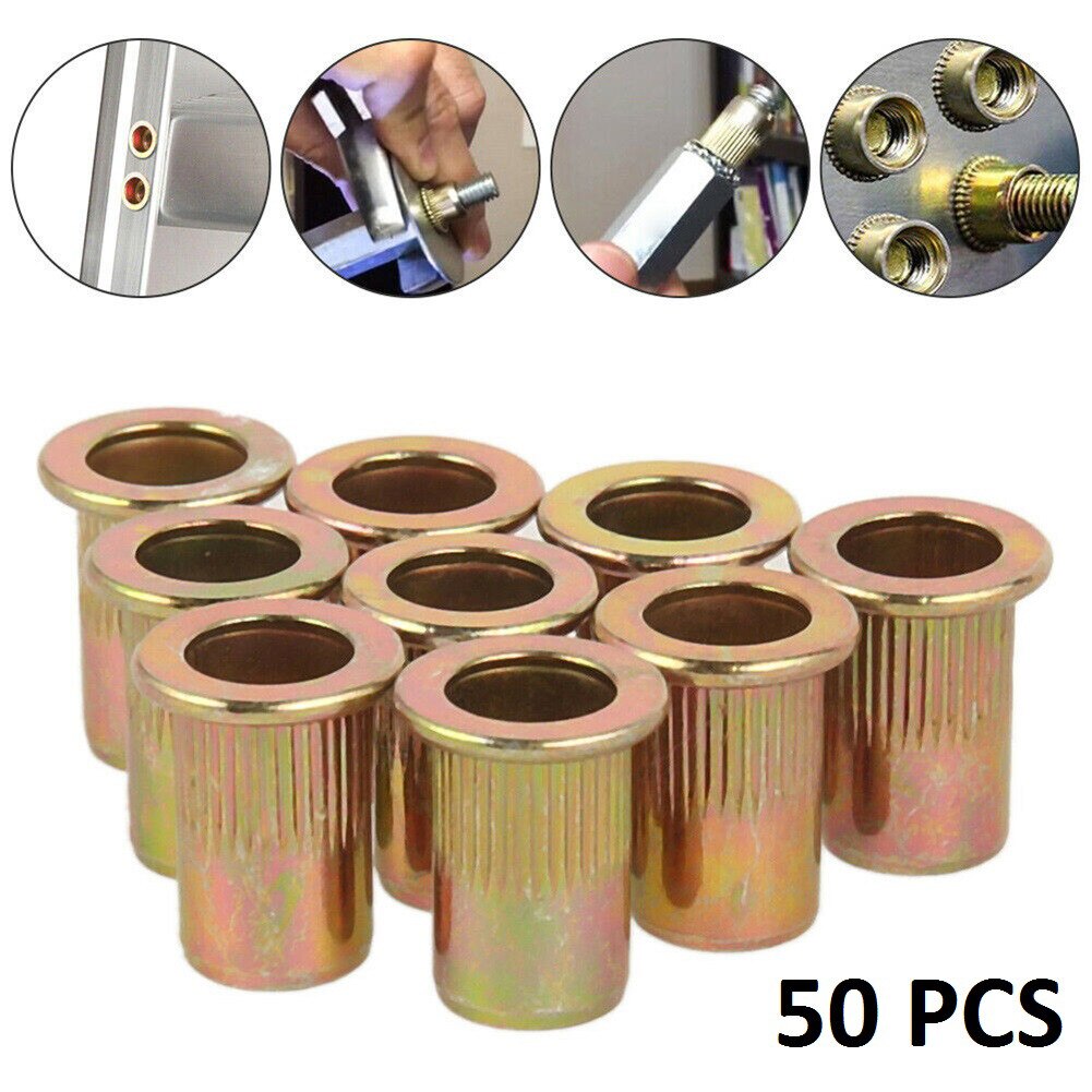 50Pcs M6 M8 M10 Nutserts Rivet Nuts Flange Blind Rivnuts Zinc Plated Steel Nut Nutsert Rivet Nuts