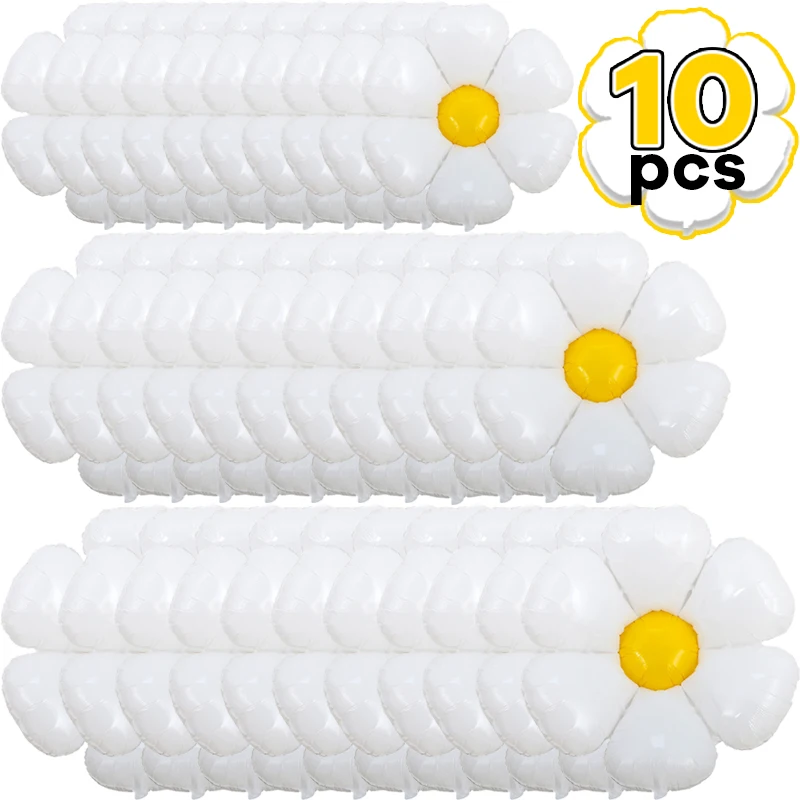 1/10 Stuks Daisy Ballon Enorme Witte Bloem Aluminiumfolie Ballonnen voor Verjaardag Baby Douche Bruiloft Daisy Party Decoraties benodigdheden