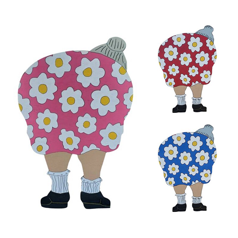 Old Lady Bending Down Yard Sign Outdoor Lawn Art Summer Decor Courtyard Art Ornaments Garden Silhouette Stakes