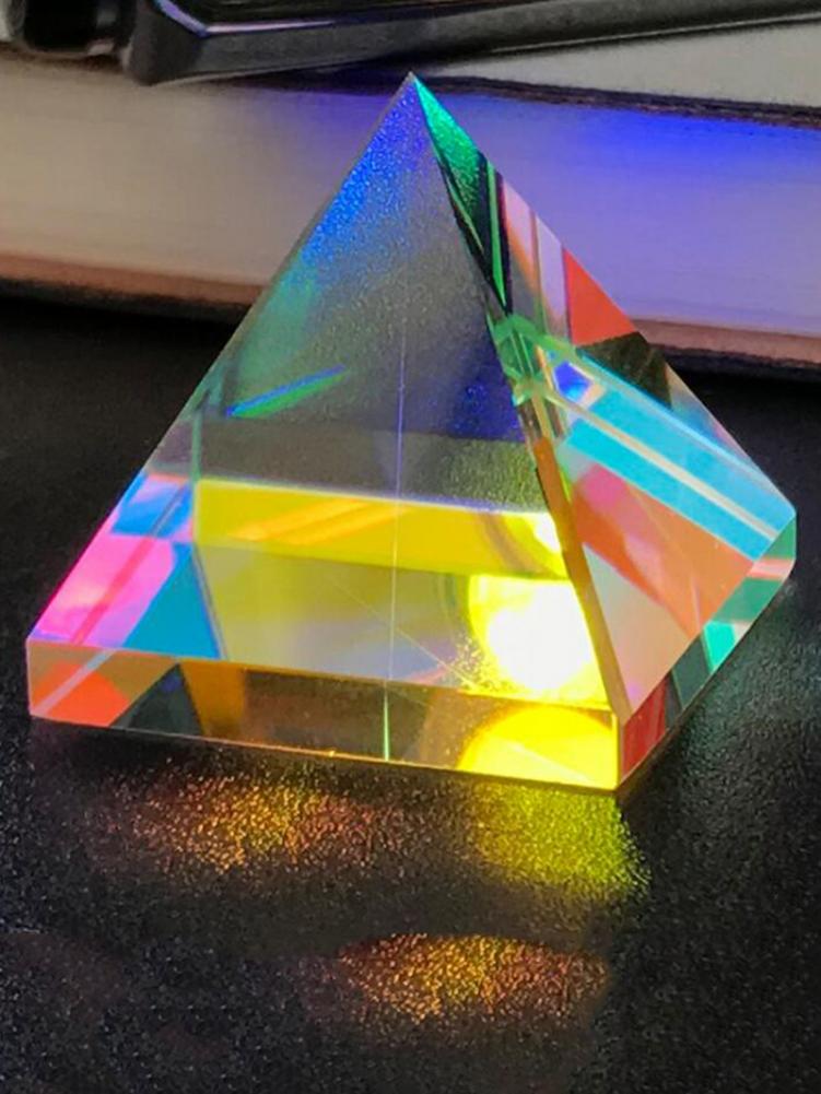 Nueva Pirámide Prisma de cristal prisma lente óptica Prisma de dispersión ornamento Multicolor de escritorio #30