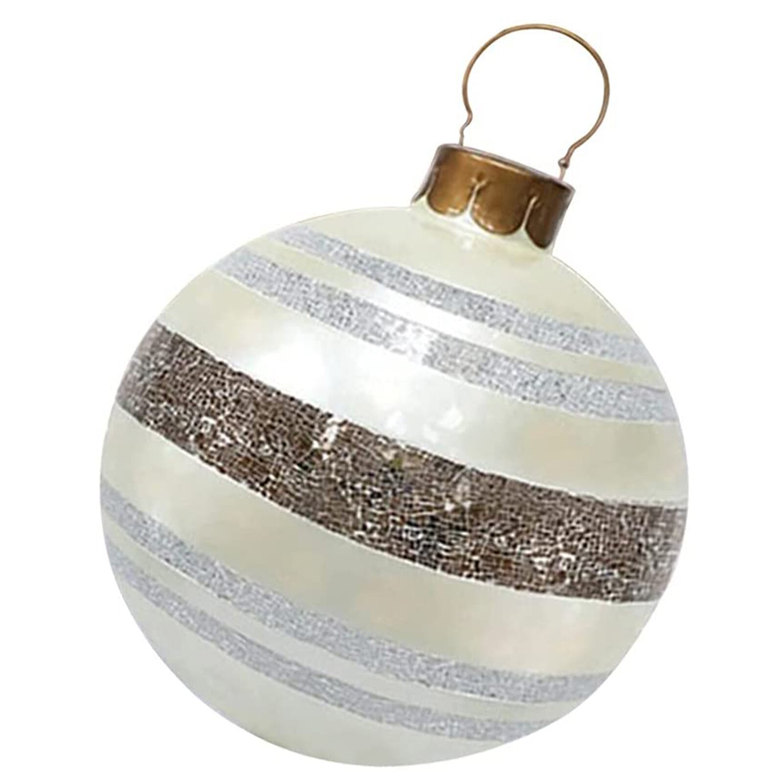 Outdoor Waterproof Atmosphere PVC Inflatable Toy Christmas Large Ball With Hanging Loop for Wedding Festival Decor Ornament: Silver stripes
