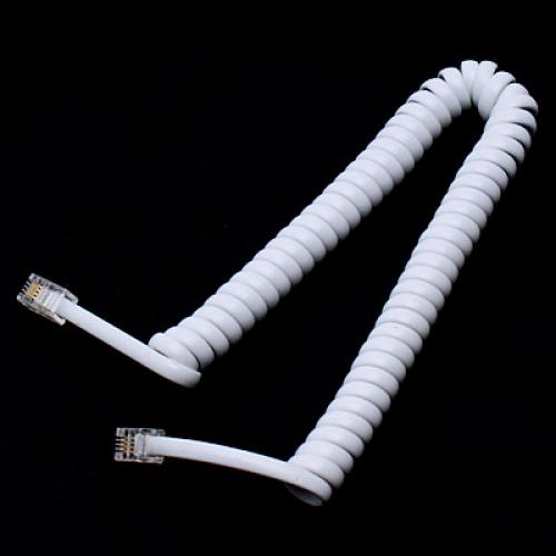 Handset Cord, Telephone Handset Coiled Cord Cable Telephone Spiral Cable 5.7ft White