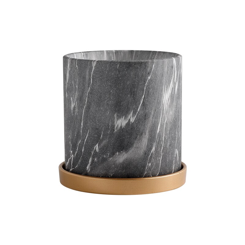 Nordic Keramische Bloempot Gemarmerd Succulent Bloempot Met Lade Desktop Decoratie Thuis Tuin Decoratie: C / S