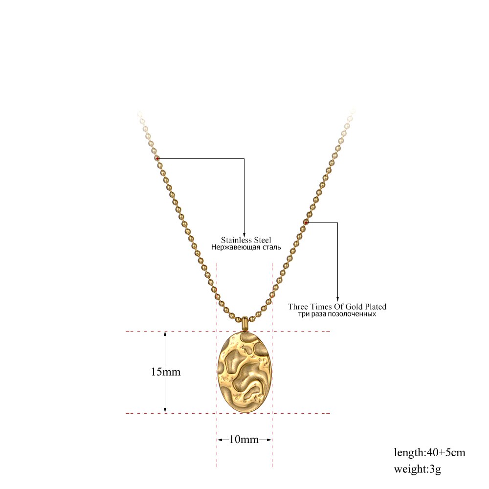 Lokaer bohême titane acier inoxydable géométrie ovale breloque colliers bijoux à la pendentif collier pour femmes filles N20043