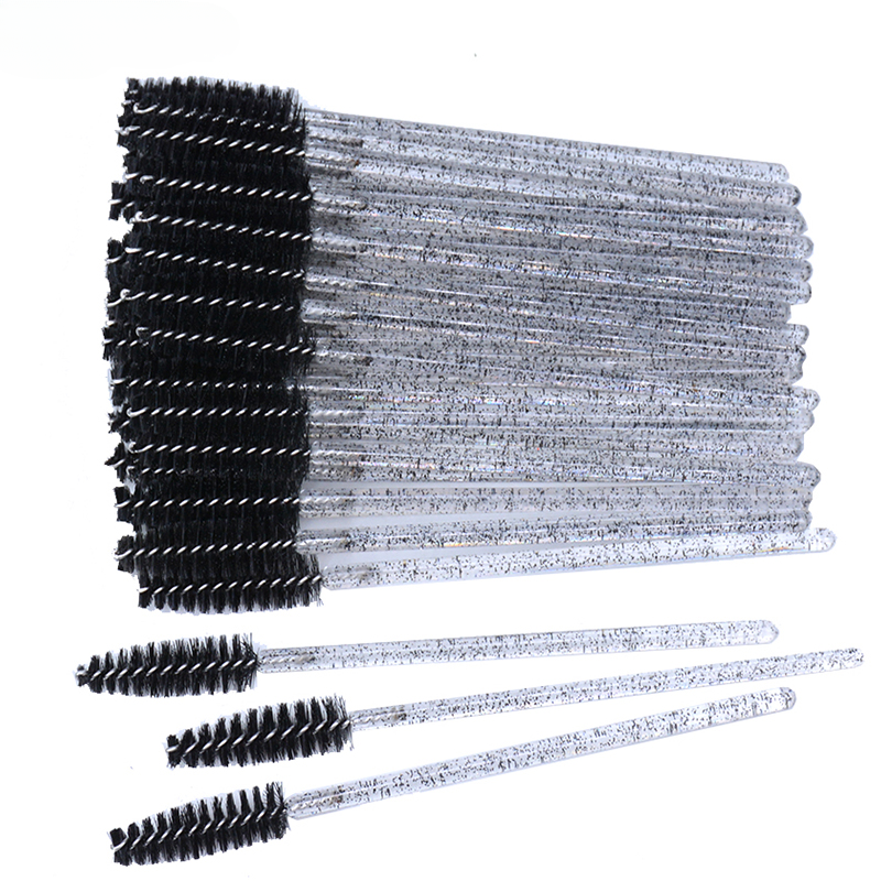 50Pcs/Bottle Disposable Eyelash Extension Mascara Wand Glitter Micro Lash Brushes Spoolie WithContainer Case