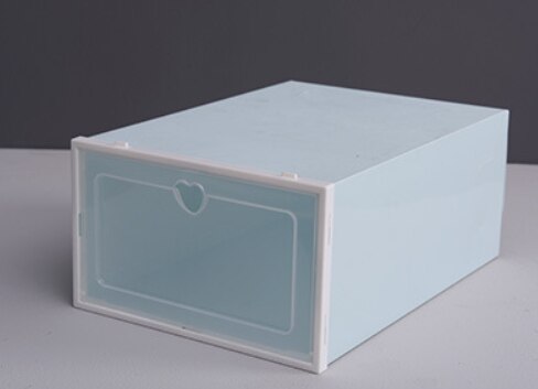 1pc flip skolåda förtjockad genomskinlig skohylla dammtät hopfällbar stapelbar skoorganisator förvaring skoskåp displaylåda: Ljusblå / Kvinnor (32 x 22 x 12.5cm)