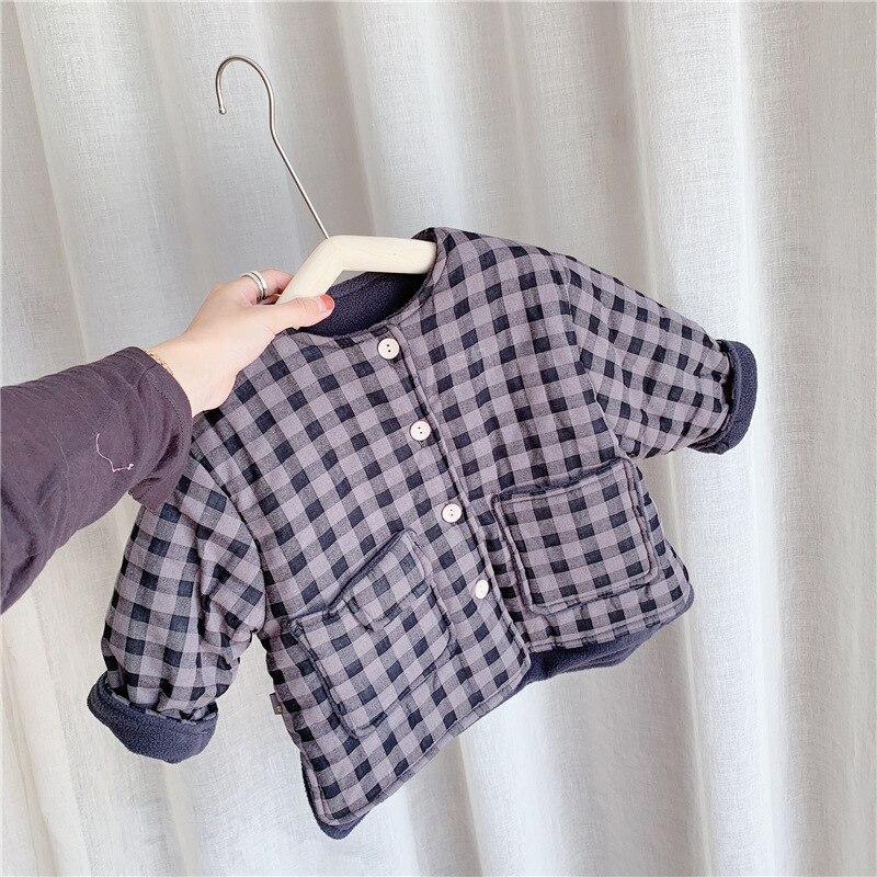Hiver enfants épaissir vestes filles Blouse mignon Plaid manteau enfants veste garçons manteaux pour vêtements de dessus enfant en bas âge garçon Plaid chemise