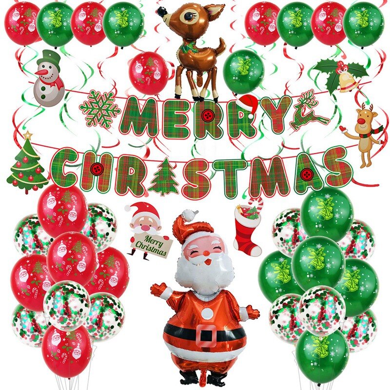 1 Set Christmas Spiral Ceiling Hanging Santa Claus Elk Bell Swirl Banner Christmas Party Home Living Room Decoration