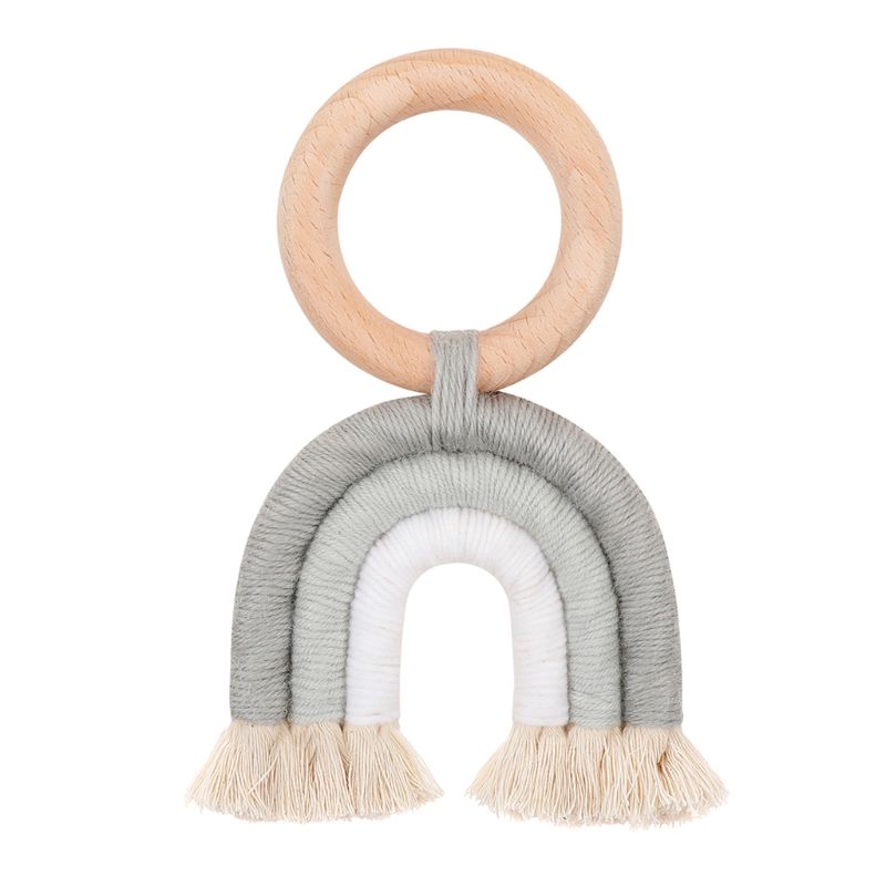 Christmas Baby Rainbow Teething Ring Safety Wooden Teether Baby Care Shower C6UF: Q156
