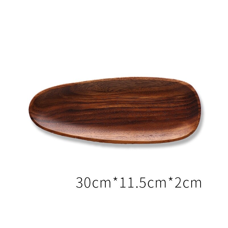 Round Square Wood Plate Breakfast Bread Plate Saucer Tea Tray Dessert Dinner Plate Tableware Whole Wood Fruit Dishes: D