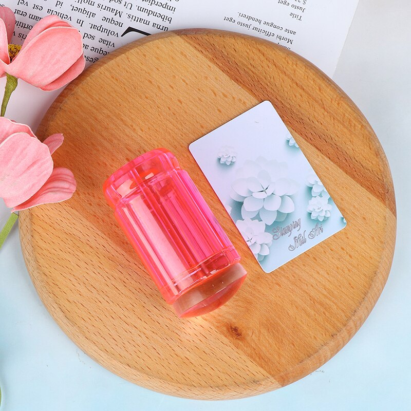 Stamper Transparent Nail Stamp Scraper Polish Print Transfer Nail Stamper Tools: Pink