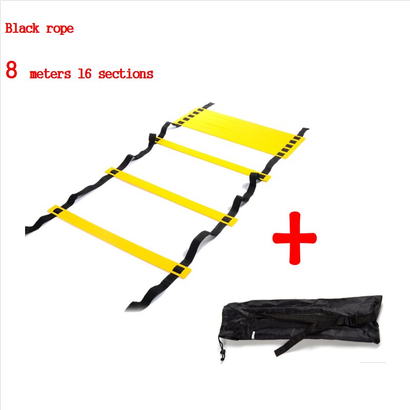 Sports Agility Speed Ladder Soccer Training Ladders Stairs Agile Staircase Fitness Football Speed Ladder Nylon Straps Equipment: Black 8 m 16 sect