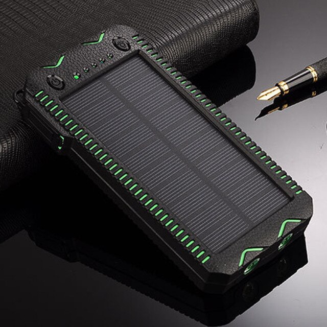 80000mah banco de energia solar de alta capacidade de carregamento do telefone power bank com isqueiro duplo usb carregador de emergência ao ar livre: Verde