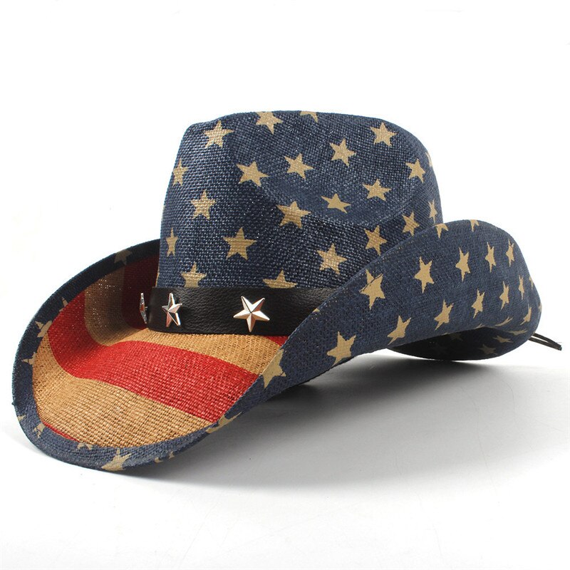 Women Men Straw Cowboy Hat Gentleman Western Sombrero Hombre Cowgirl Jazz Caps: C2-B00154
