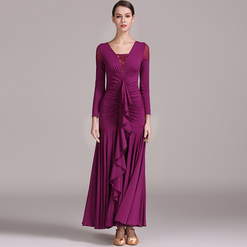 Grün Standard frauen tänze kleider für ballsaal tanzen walzer ballsaal Standard kleid modern tanzen kostümich tanzen tragen: Violett / XXL