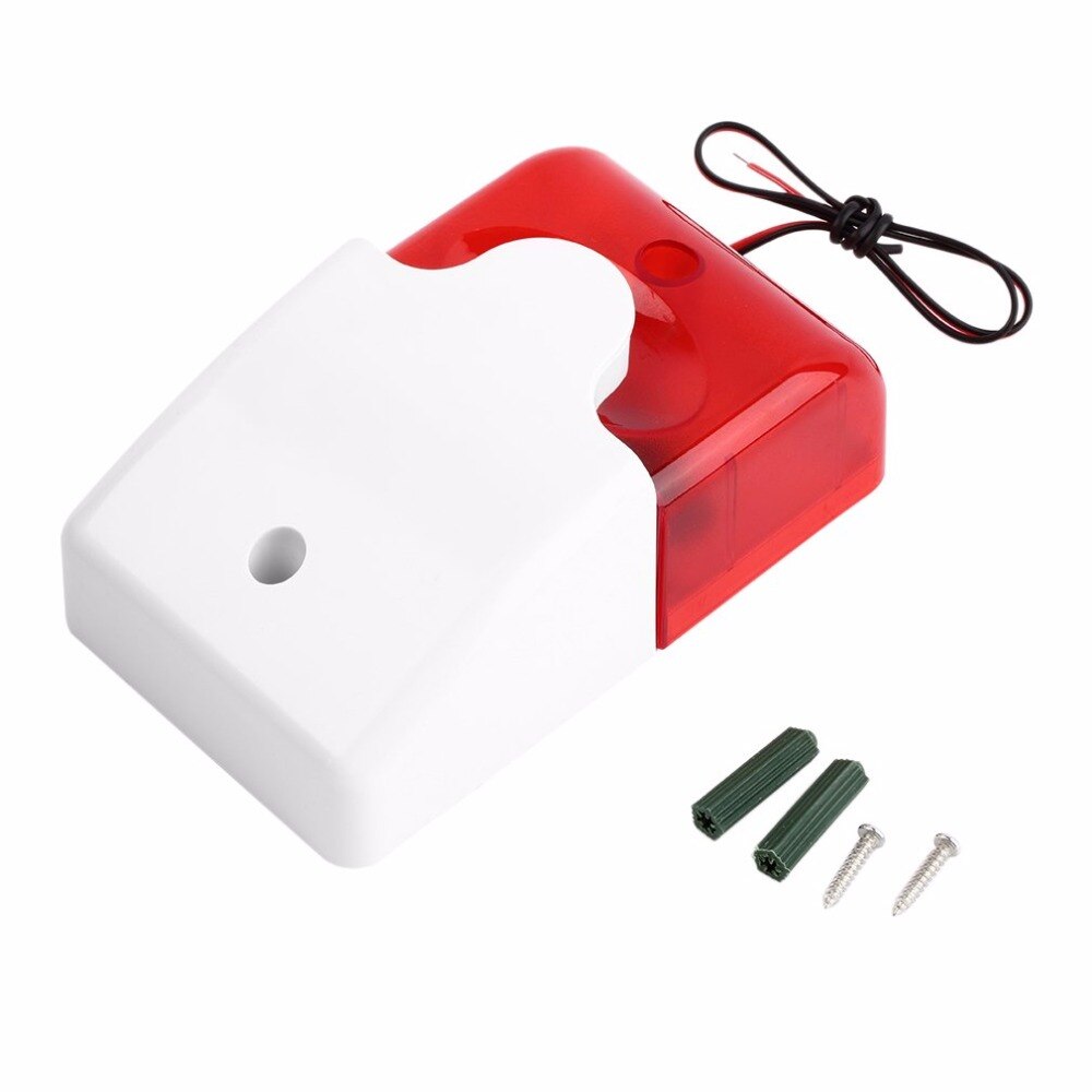 1 sett mini kablet strobe sirene holdbar 12v lydalarm strobe blinkende rødt lys sirene hjemme sikkerhetsalarmsystem 115db
