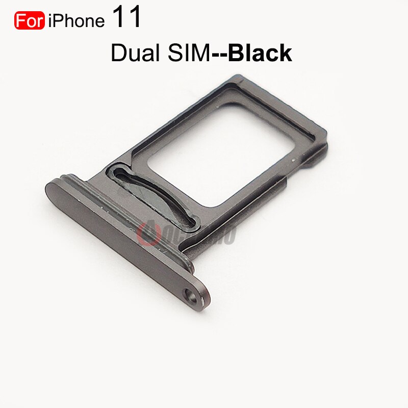 Aocarmo 10Pcs/Lot Dual Sim Card For iPhone 11 Single SIM Card Tray Slot Holder Socket Replacement Parts Black Silver