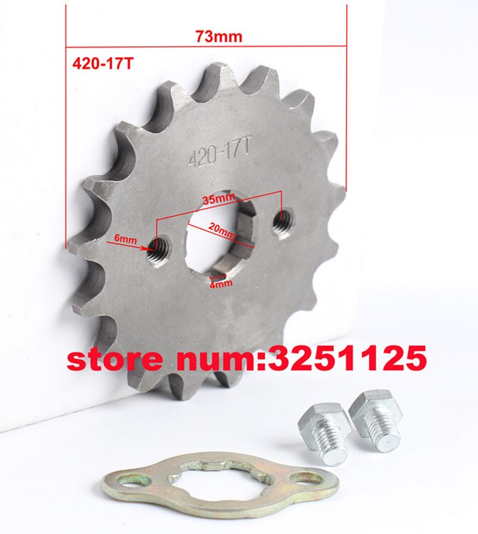 Atv 420 18 tand 20mm front motor kæde tandhjul gear til 50cc - 160cc kinesiske 4 hjulede quad pit dirt monkey cykel motorcykel: 17t